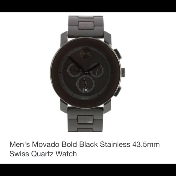 MENS MOVADO BOLD SWISS QUARTZ CHRONOGRAPH BLK DIAL - Picture 2 of 5
